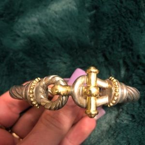 Italian Torcellato ALS Sterling and 18k Gold X Cable Bracelet